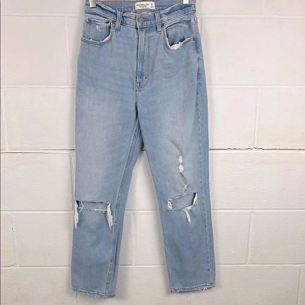 Abercrombie & Fitch the ankle straight ultra high rise curve love light jean